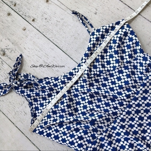 Banana Republic NWT tie shoulder blue geo print dress *shop@iamwarrior - Picture 7 of 10